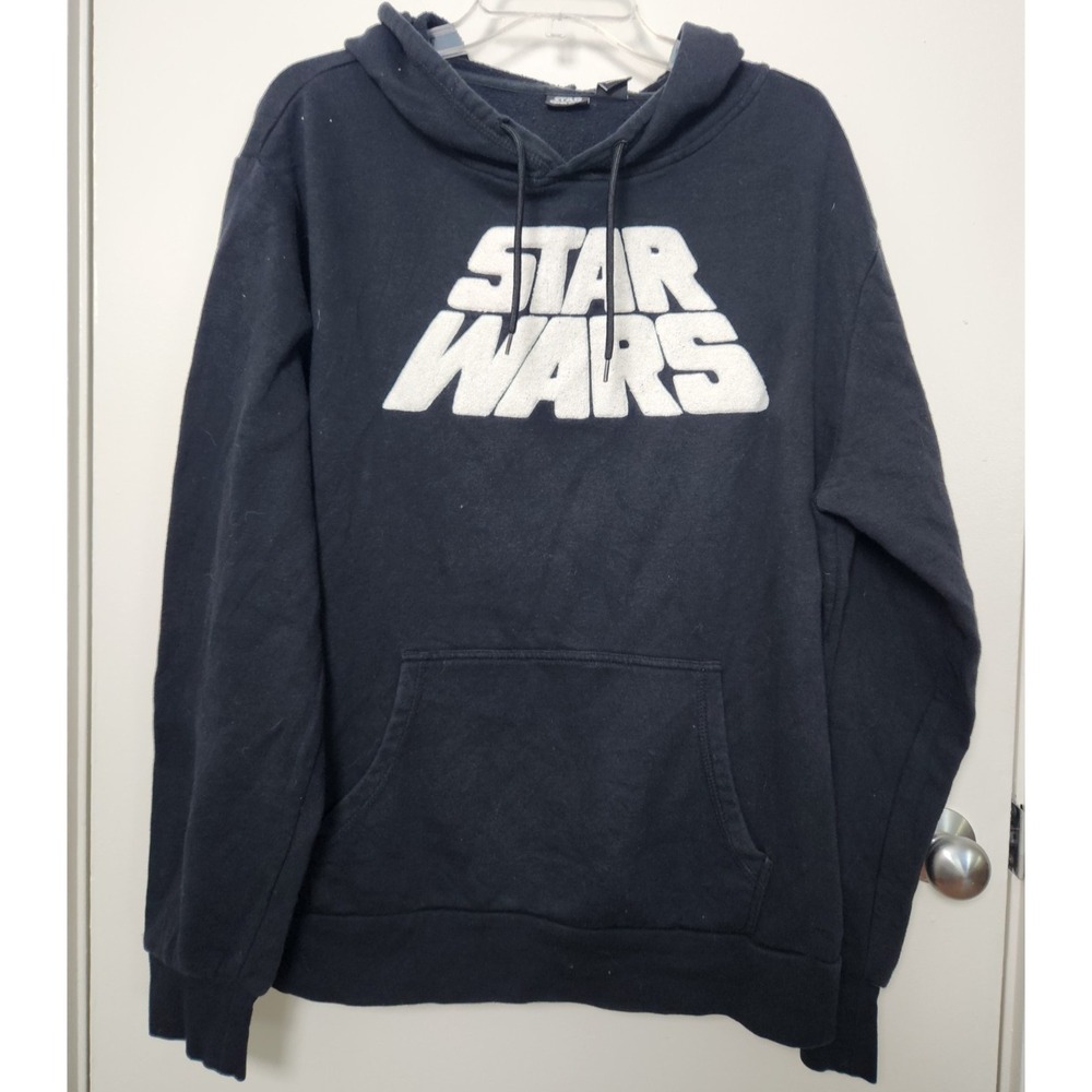 Star Wars Black Graphic Hoodie Sweatshirt Pullover Unisex Vintage Large Textured